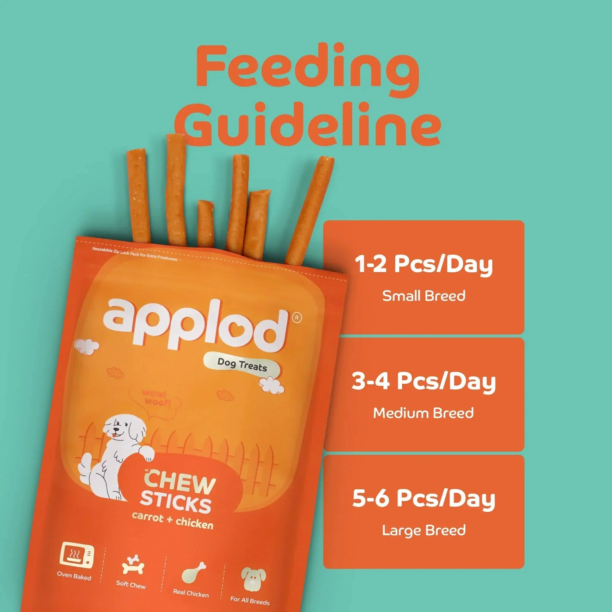Applod Soft Carrot Chew Sticks Dog Treat  - 70g - Image 3