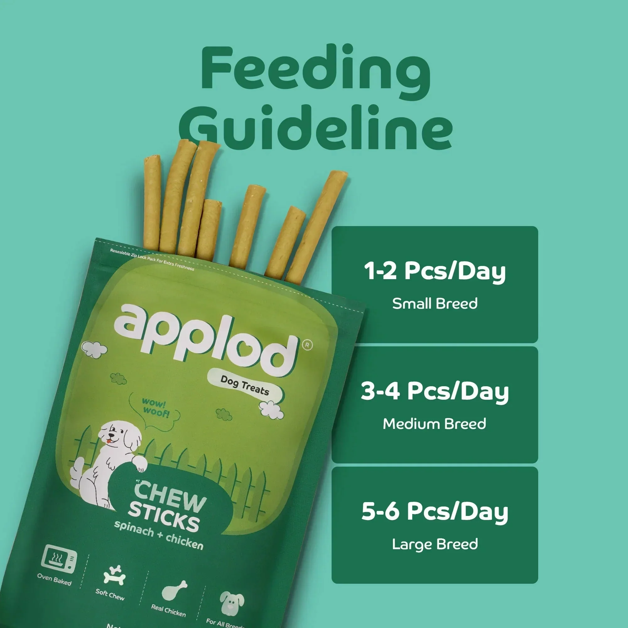 Applod Soft Spinach Chew Sticks Dog Treat - 70g - Image 4