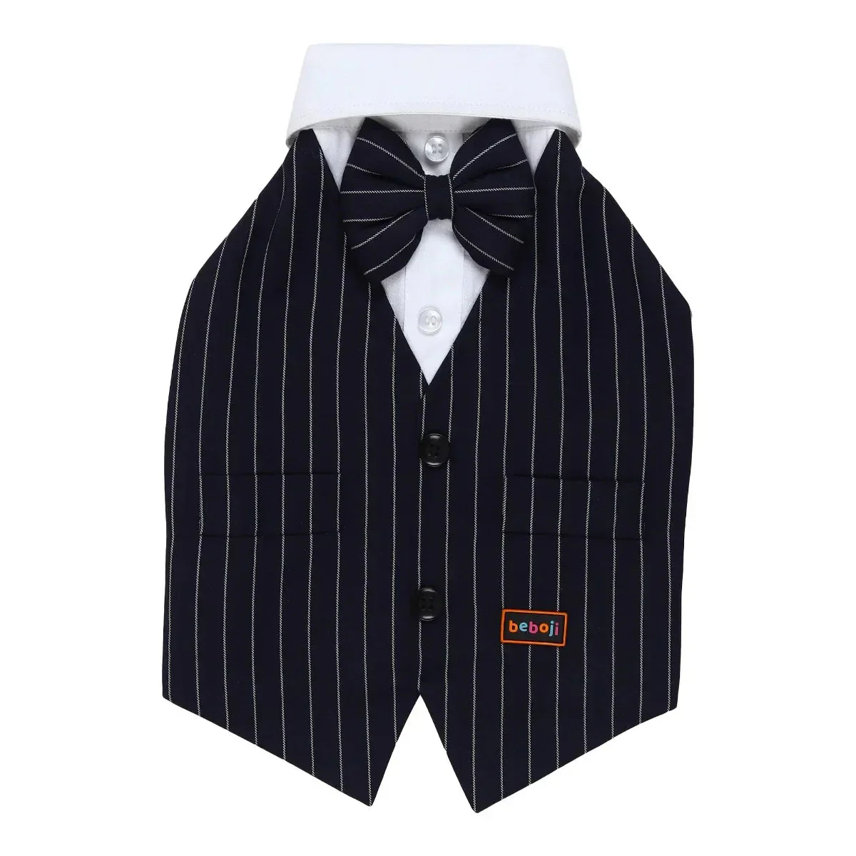 beboji Classy Gentleman Black Stripe Dog Shirt with Bow - Image 5