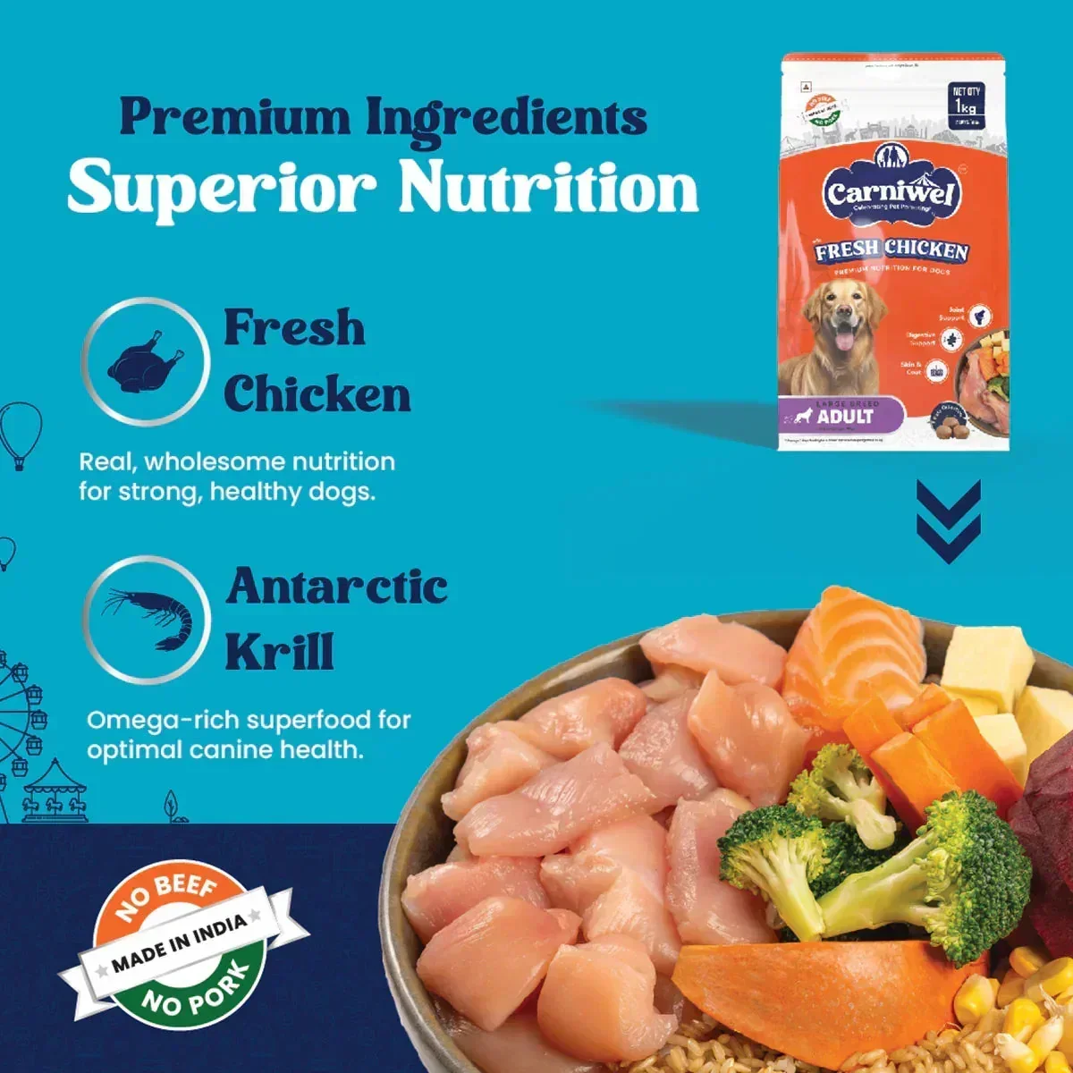 Carniwel Fresh Chicken Dry Dog Food for Large Breed, Adult - Image 3