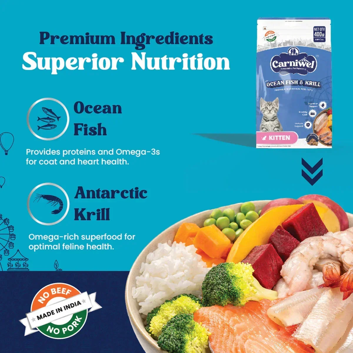 Carniwel Ocean Fish & Krill Dry Cat Food, Kitten - Image 3