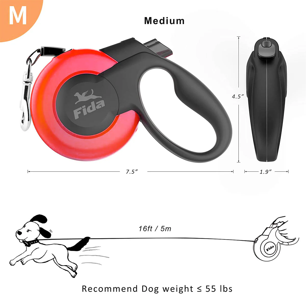 Fida Mars Dog Leash - Red - Image 10