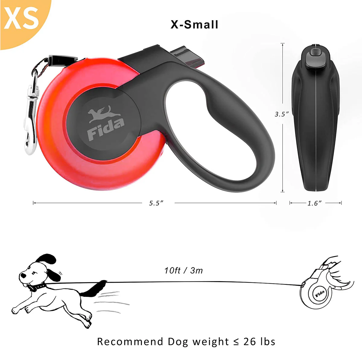 Fida Mars Dog Leash - Red - Image 8