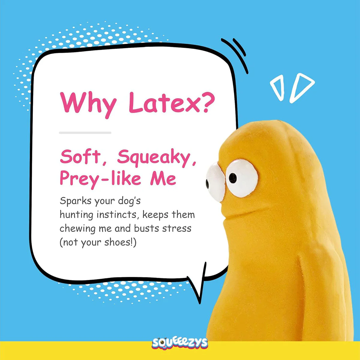 Squeeezys Latex Monster Brother Dog Toy - Yellow - Image 6